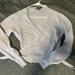 Lulu's Lavender V-Neck Wrap Sweater